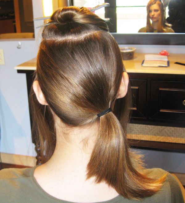Side swept ponytail