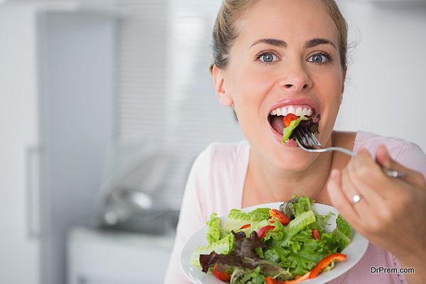 eating leafy green vegetables