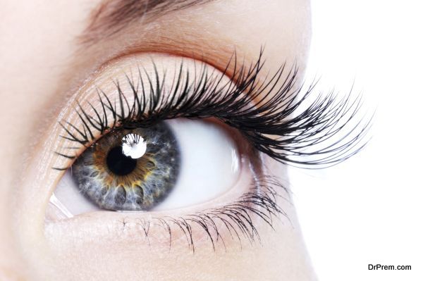 Beauty female eye with curl long false eyelashes