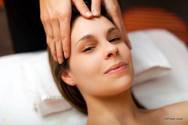 Woman having a facial massage