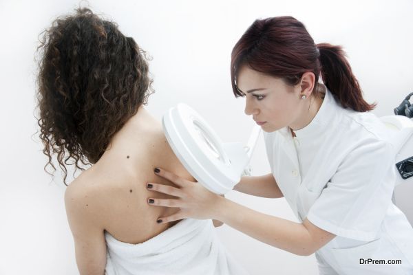 woman at dermatology examination