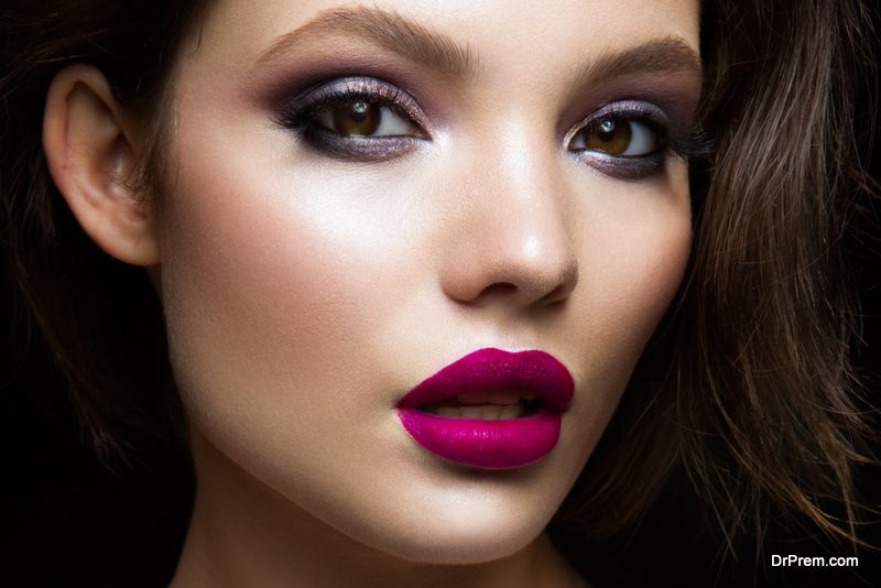 Beautiful young model with pink lips