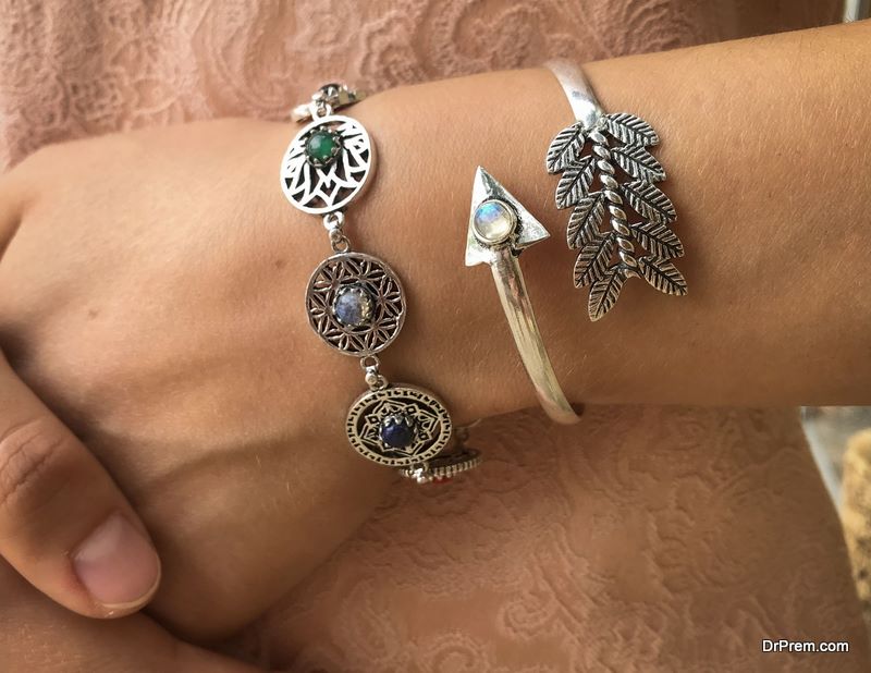 wearing stackable jewelry